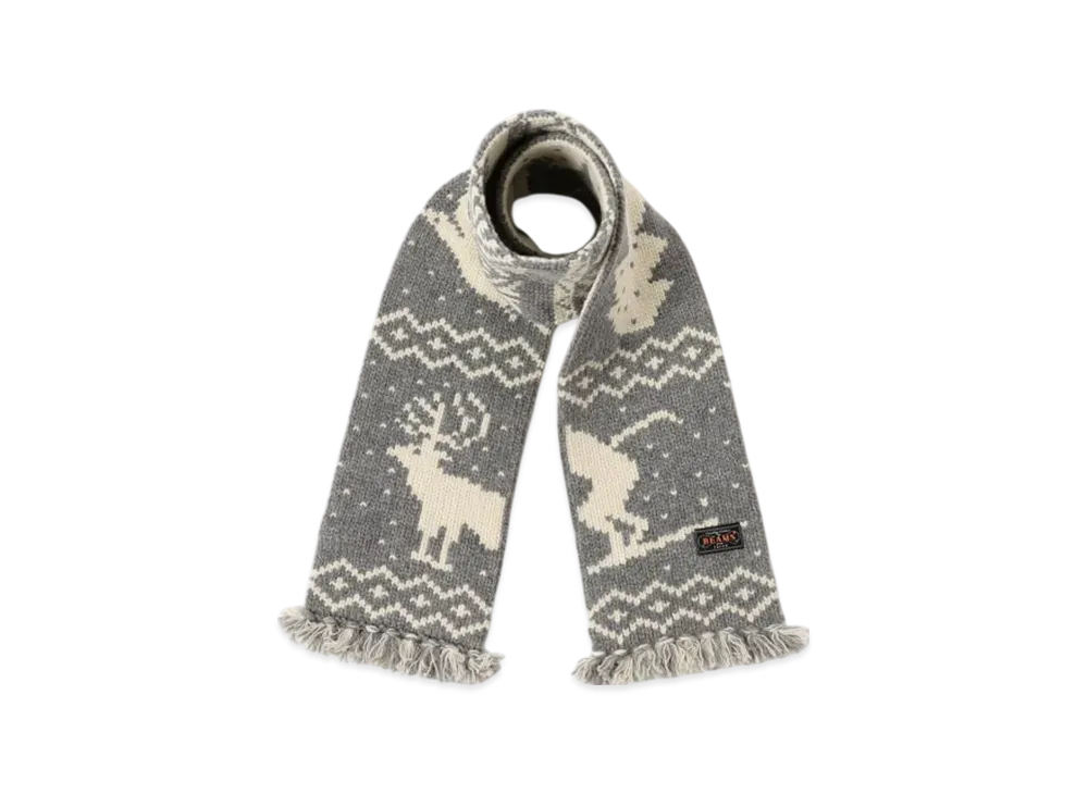 BEAMS Muffler Jacquard Nordic Pattern "Gray"