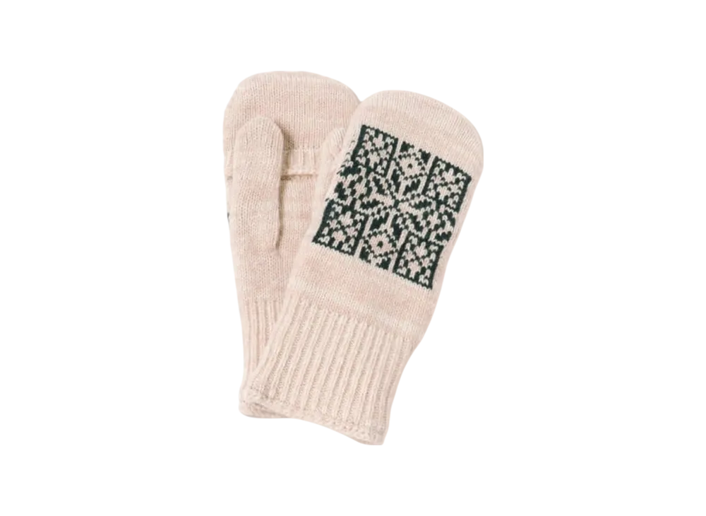 BEAMS Ragg Mitton "Oatemeal/Green"