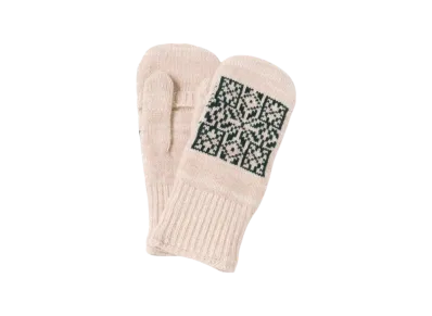 BEAMS Ragg Mitton "Oatemeal/Green"