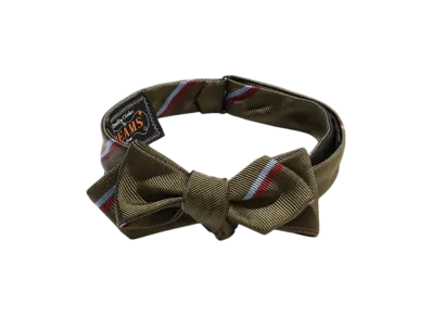 BEAMS Silk Bow Tie Wide Regimental "Green"