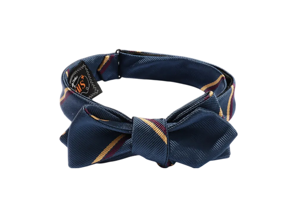 BEAMS Silk Bow Tie Wide Regimental "Blue"
