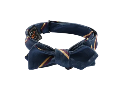 BEAMS Silk Bow Tie Wide Regimental "Blue"