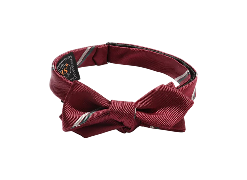 BEAMS Silk Bow Tie Wide Regimental "Wine"