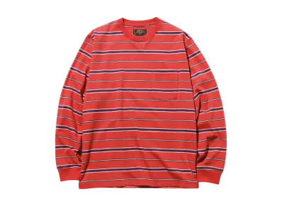 BEAMS Pocket Tee Multi Stripe "Red"
