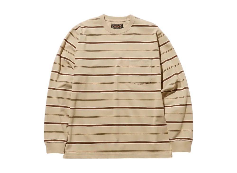 BEAMS Pocket Tee Multi Stripe "Beige"