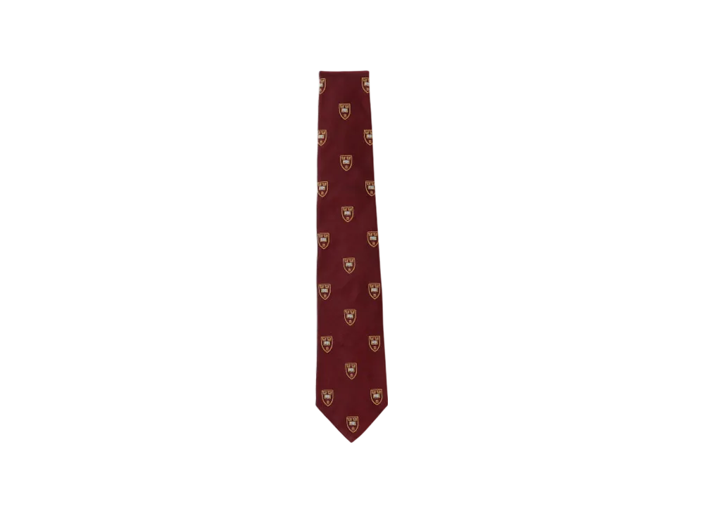 BEAMS Silk Tie Crest Emblem Embroidery "Burgundy"