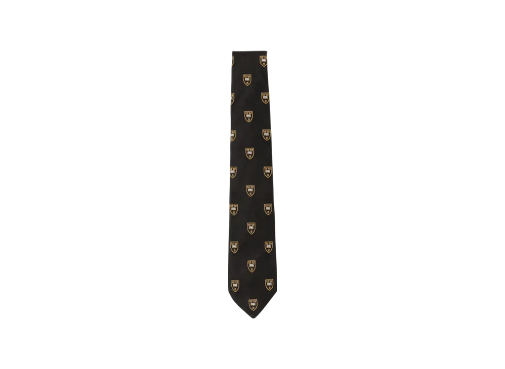 BEAMS Silk Tie Crest Emblem Embroidery "Black"