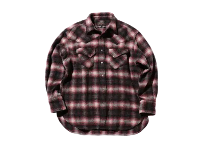 BEAMS Western Shirt Wool/Alpaca Plaid Shaggy "Black"