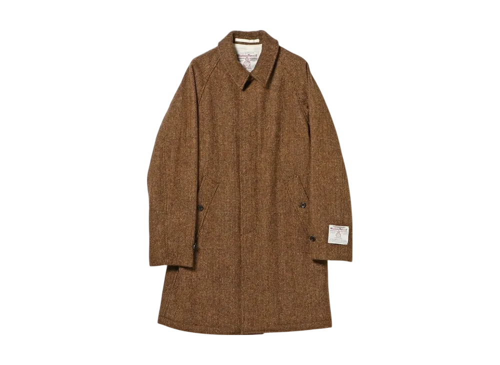 BEAMS Bal Collar Coat Harris Tweed "LightBrown"