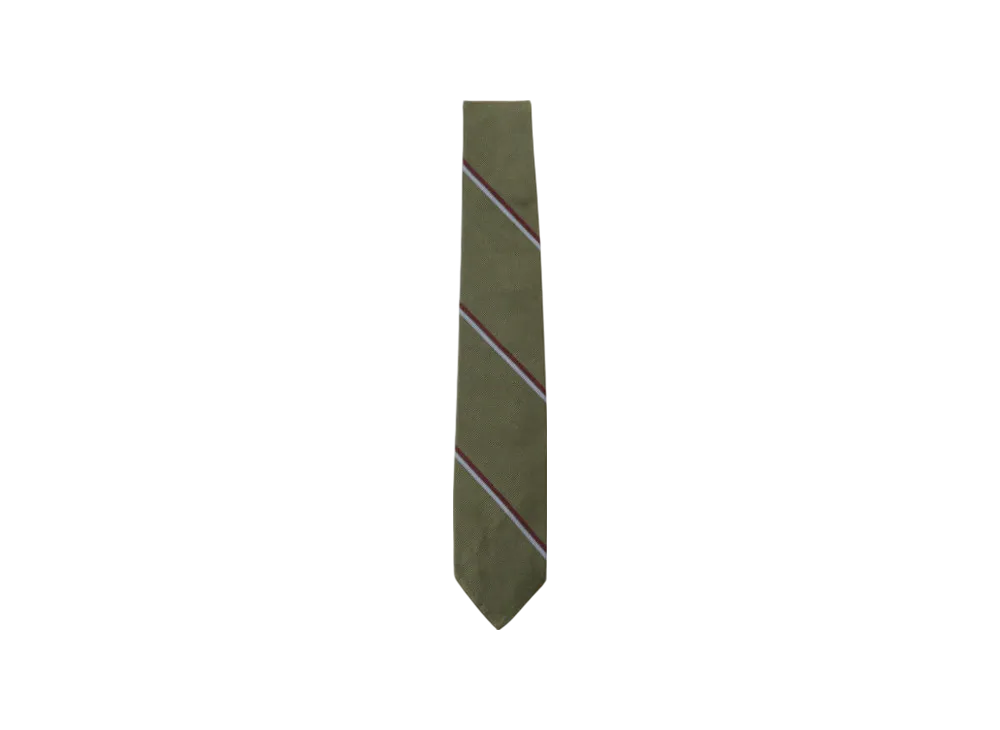 BEAMS Silk Tie Wide Regimental Stripe "Green"