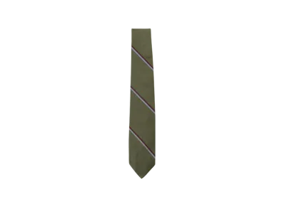 BEAMS Silk Tie Wide Regimental Stripe "Green"