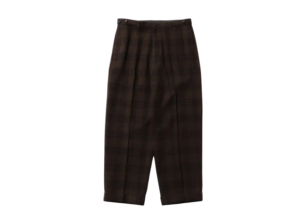 BEAMS IVY Trousers Wide Recycle Wool Plaid "Brown"