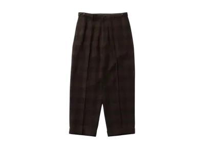 BEAMS IVY Trousers Wide Recycle Wool Plaid "Brown"