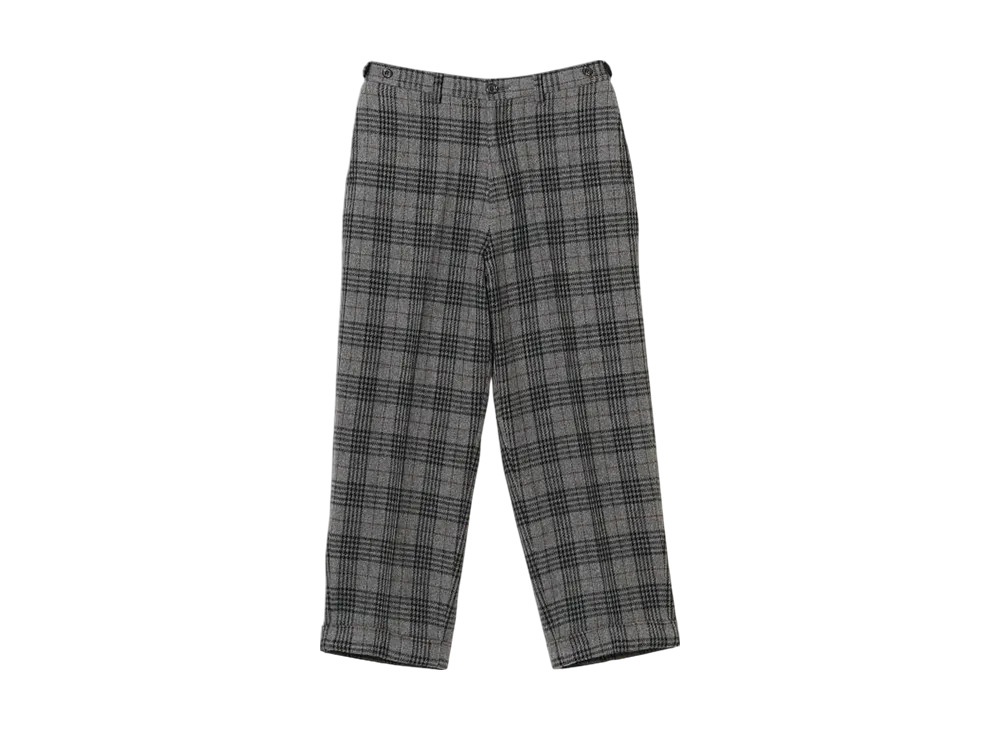 BEAMS IVY Trousers Wide Recycle Wool Plaid "Gray"