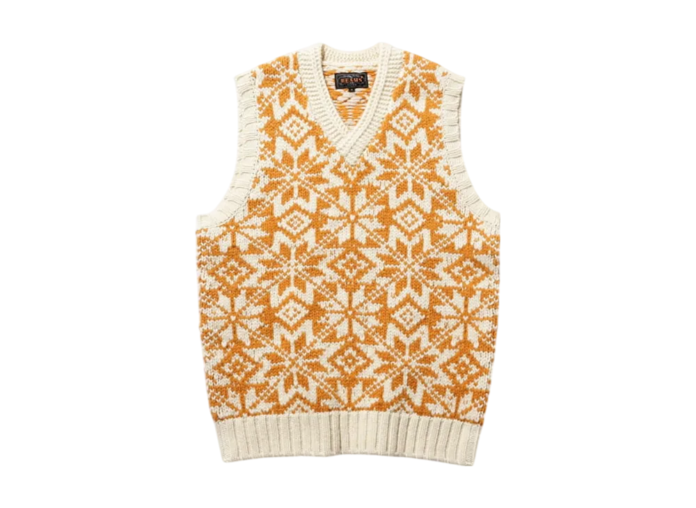 BEAMS Snow Pattern Vest 3G "Gold"