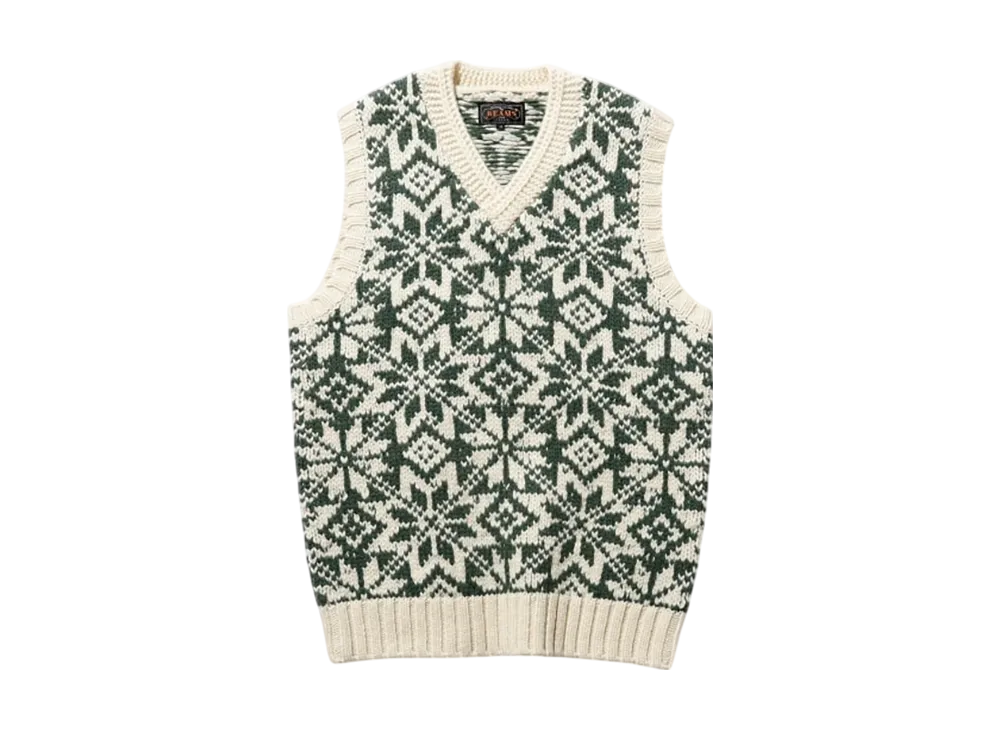 BEAMS Snow Pattern Vest 3G "Green"
