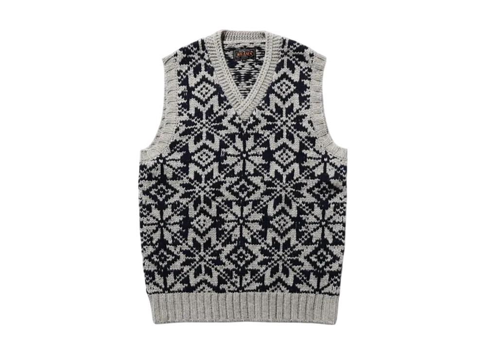 BEAMS Snow Pattern Vest 3G "Navy"