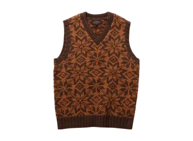BEAMS Snow Pattern Vest 3G "Brown"