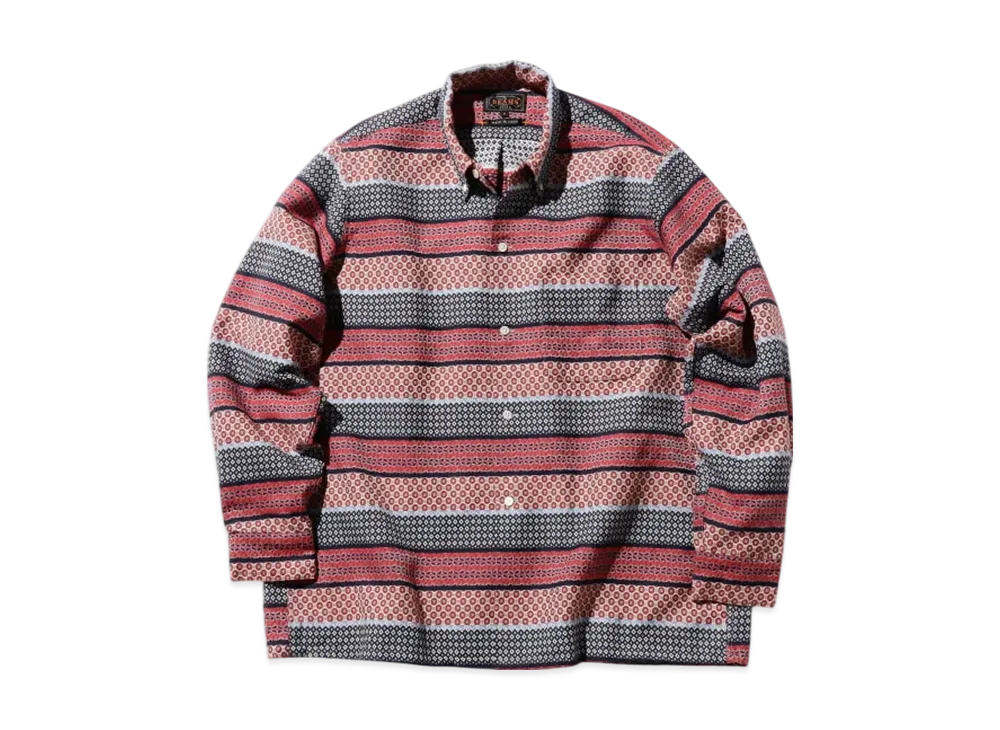 BEAMS Open B.D. Fine Pattern Jacquard Stripe "Navy"