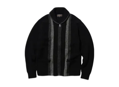BEAMS Full Zip Shawl Collar Knit "Black"