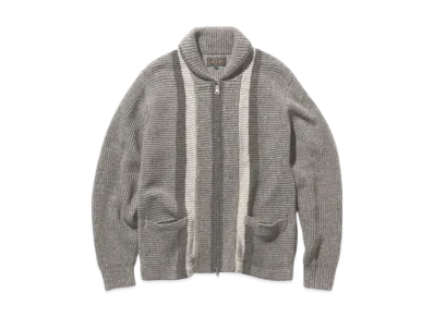 BEAMS Full Zip Shawl Collar Knit "Gray"