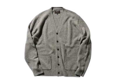 BEAMS Cardigan Elbow Patch 7G "Gray"