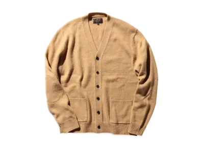 BEAMS Cardigan Elbow Patch 7G "Beige"