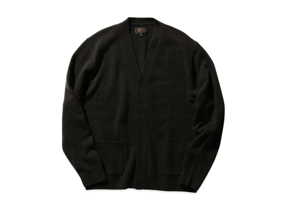 BEAMS Cardigan Elbow Patch 7G "Olive"