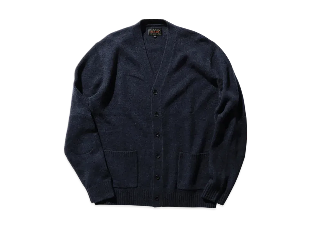 BEAMS Cardigan Elbow Patch 7G "Navy"