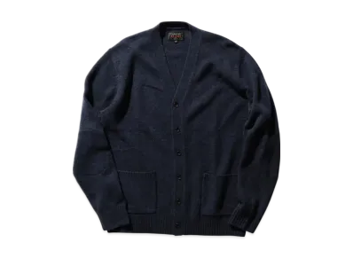 BEAMS Cardigan Elbow Patch 7G "Navy"