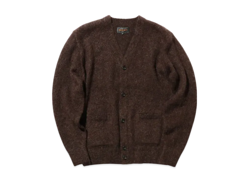 BEAMS Cardigan Stretch Mohair "DarkBrown"