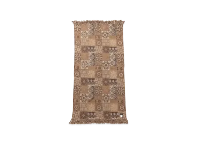 BEAMS Blanket Double Jacquard Patchwork Like Pattern "Brown"
