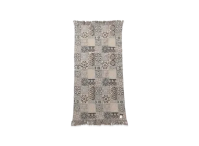 BEAMS Blanket Double Jacquard Patchwork Like Pattern "Gray"