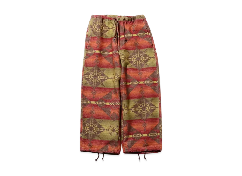 BEAMS MIL Easy Pants Cotton Blanket Jacquard Shaggy "Orange"