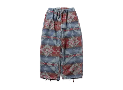 BEAMS MIL Easy Pants Cotton Blanket Jacquard Shaggy "Blue"