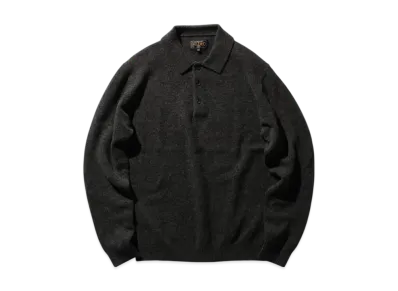 BEAMS Knit Polo 9G "ChacoalGray"