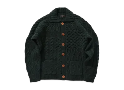 BEAMS Cardigan Alan Patchwork "Green"