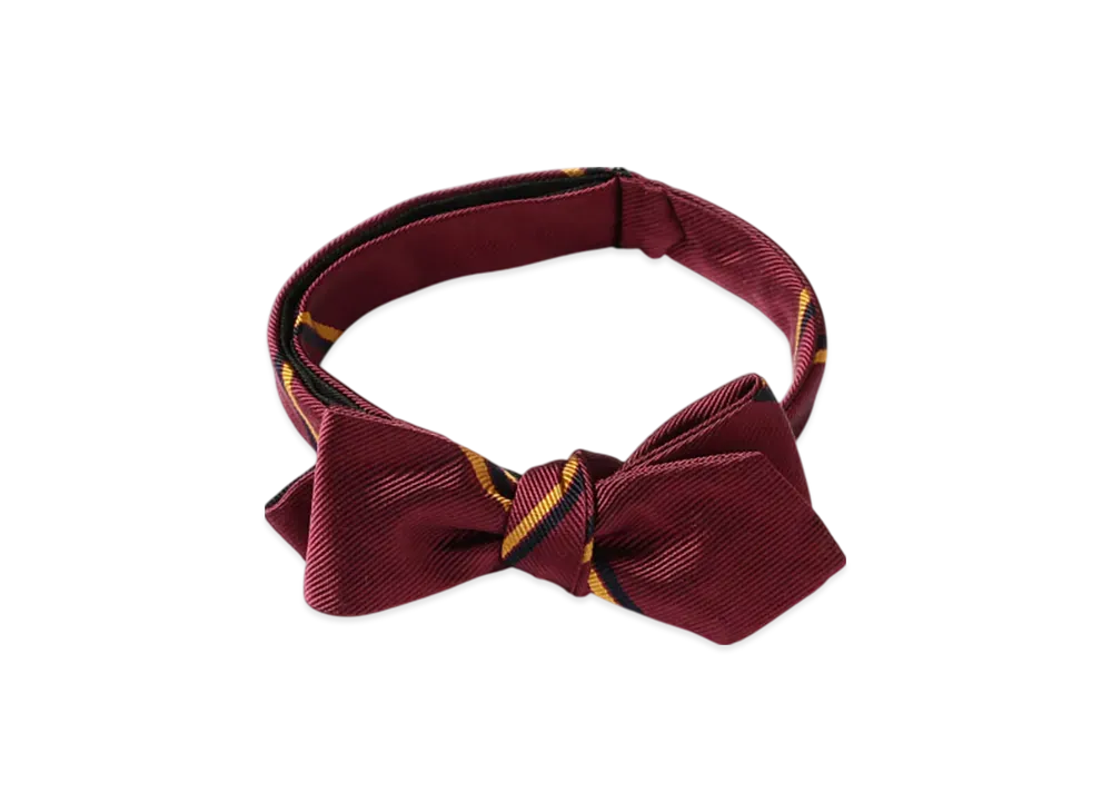 BEAMS Silk Bow Tie Wide Regimental "Burgundy"