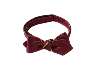 BEAMS Silk Bow Tie Wide Regimental "Burgundy"