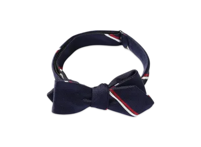 BEAMS Silk Bow Tie Wide Regimental "Navy"