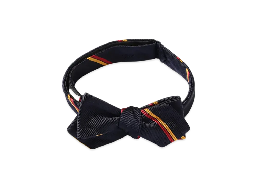 BEAMS Silk Bow Tie Wide Regimental "Navy"