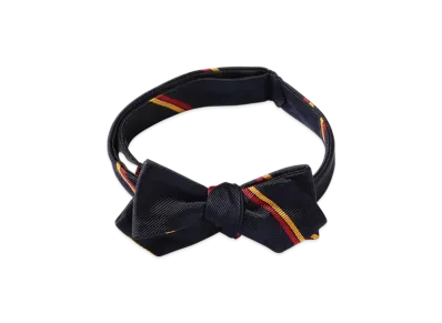 BEAMS Silk Bow Tie Wide Regimental "Navy"