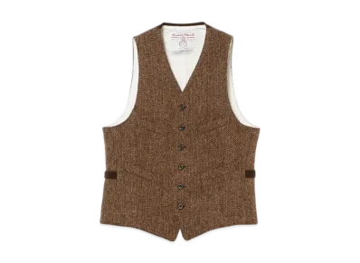 BEAMS Waistcoat Harris Tweed "LightBrown"