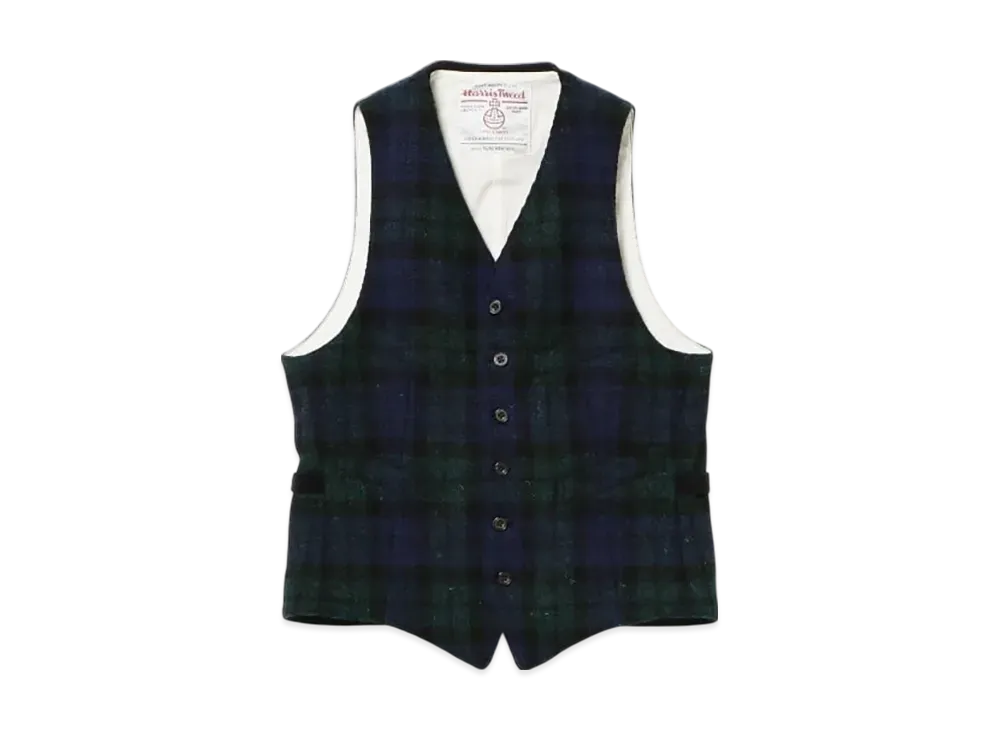 BEAMS Waistcoat Harris Tweed "BlackWatch"