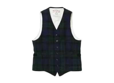 BEAMS Waistcoat Harris Tweed "BlackWatch"