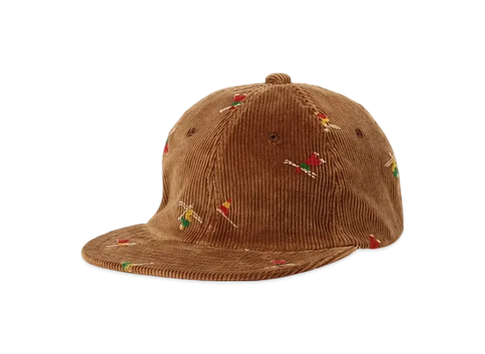 BEAMS 6 Panel Corduroy Embroidery Like On Skier Print "GoldenBrown"
