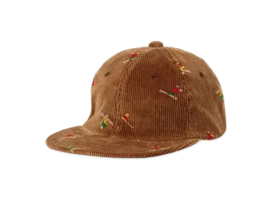 BEAMS 6 Panel Corduroy Embroidery Like On Skier Print "GoldenBrown"