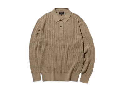 BEAMS Knit Polo Cable "Beige"