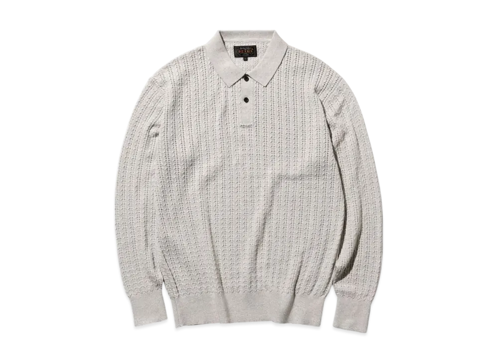 BEAMS Knit Polo Cable "Ash"