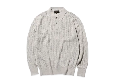 BEAMS Knit Polo Cable "Ash"